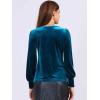 imageAllegra K Velvet Tops for Women Crew Neck Puff Long Sleeve Casual Pullover Fall Winter Blouses TopPeacock Blue