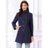 imageAllegra K Winter Trench Coats for Womens Casual Stand Collar Pea Double Breasted OvercoatDark Blue