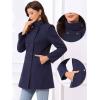 imageAllegra K Winter Trench Coats for Womens Casual Stand Collar Pea Double Breasted OvercoatDark Blue