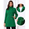 imageAllegra K Winter Trench Coats for Womens Casual Stand Collar Pea Double Breasted OvercoatDark Green