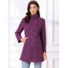 imageAllegra K Winter Trench Coats for Womens Casual Stand Collar Pea Double Breasted OvercoatDark Purple