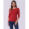 imageAllegra K Womens Casual Round Neck Elbow Sleeve t Shirts Slim Fit Blouses Tops FashionBright Red
