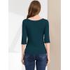imageAllegra K Womens Casual Round Neck Elbow Sleeve t Shirts Slim Fit Blouses Tops FashionDark Green