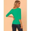imageAllegra K Womens Casual Round Neck Elbow Sleeve t Shirts Slim Fit Blouses Tops FashionGreens