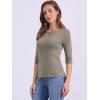 imageAllegra K Womens Casual Round Neck Elbow Sleeve t Shirts Slim Fit Blouses Tops FashionLight Blown