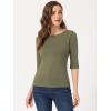 imageAllegra K Womens Casual Round Neck Elbow Sleeve t Shirts Slim Fit Blouses Tops FashionOlive Green
