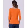 imageAllegra K Womens Casual Round Neck Elbow Sleeve t Shirts Slim Fit Blouses Tops FashionOrange