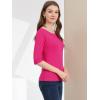 imageAllegra K Womens Casual Round Neck Elbow Sleeve t Shirts Slim Fit Blouses Tops FashionRose Red