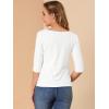 imageAllegra K Womens Casual Round Neck Elbow Sleeve t Shirts Slim Fit Blouses Tops FashionWhite