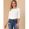 imageAllegra K Womens Casual Round Neck Elbow Sleeve t Shirts Slim Fit Blouses Tops FashionWhite