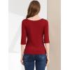 imageAllegra K Womens Casual Round Neck Elbow Sleeve t Shirts Slim Fit Blouses Tops FashionWine Red