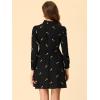 imageAllegra K Womens Casual Shirt Dress Long Sleeve Half Placket Embroidered Floral Mini DressesBlack