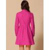 imageAllegra K Womens Casual Shirt Dress Long Sleeve Half Placket Embroidered Floral Mini DressesHot Pink
