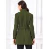imageAllegra K Womens Classic Stand Collar Outwear Overcoat Long Sleeve Winter Belted Pea CoatArmy Green