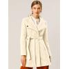 imageAllegra K Womens Classic Stand Collar Outwear Overcoat Long Sleeve Winter Belted Pea CoatBeige