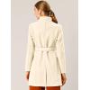 imageAllegra K Womens Classic Stand Collar Outwear Overcoat Long Sleeve Winter Belted Pea CoatBeige