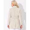 imageAllegra K Womens Classic Stand Collar Outwear Overcoat Long Sleeve Winter Belted Pea CoatBeige