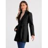 imageAllegra K Womens Classic Stand Collar Outwear Overcoat Long Sleeve Winter Belted Pea CoatBlack