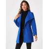 imageAllegra K Womens Classic Stand Collar Outwear Overcoat Long Sleeve Winter Belted Pea CoatBlue