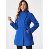 imageAllegra K Womens Classic Stand Collar Outwear Overcoat Long Sleeve Winter Belted Pea CoatBlue