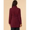 imageAllegra K Womens Classic Stand Collar Outwear Overcoat Long Sleeve Winter Belted Pea CoatBurgundy