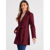 imageAllegra K Womens Classic Stand Collar Outwear Overcoat Long Sleeve Winter Belted Pea CoatBurgundy