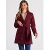imageAllegra K Womens Classic Stand Collar Outwear Overcoat Long Sleeve Winter Belted Pea CoatBurgundy