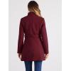 imageAllegra K Womens Classic Stand Collar Outwear Overcoat Long Sleeve Winter Belted Pea CoatBurgundy