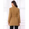 imageAllegra K Womens Classic Stand Collar Outwear Overcoat Long Sleeve Winter Belted Pea CoatCamel