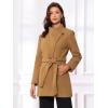imageAllegra K Womens Classic Stand Collar Outwear Overcoat Long Sleeve Winter Belted Pea CoatCamel