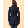 imageAllegra K Womens Classic Stand Collar Outwear Overcoat Long Sleeve Winter Belted Pea CoatDark Blue