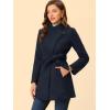 imageAllegra K Womens Classic Stand Collar Outwear Overcoat Long Sleeve Winter Belted Pea CoatDark Blue