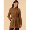 imageAllegra K Womens Classic Stand Collar Outwear Overcoat Long Sleeve Winter Belted Pea CoatDark Brown