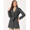 imageAllegra K Womens Classic Stand Collar Outwear Overcoat Long Sleeve Winter Belted Pea CoatDark Gray