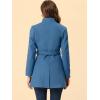 imageAllegra K Womens Classic Stand Collar Outwear Overcoat Long Sleeve Winter Belted Pea CoatDark Grey Blue