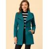 imageAllegra K Womens Classic Stand Collar Outwear Overcoat Long Sleeve Winter Belted Pea CoatDark Lake Blue