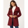 imageAllegra K Womens Classic Stand Collar Outwear Overcoat Long Sleeve Winter Belted Pea CoatDark Red