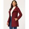 imageAllegra K Womens Classic Stand Collar Outwear Overcoat Long Sleeve Winter Belted Pea CoatDark Red