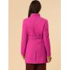 imageAllegra K Womens Classic Stand Collar Outwear Overcoat Long Sleeve Winter Belted Pea CoatFuchsia