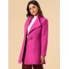 imageAllegra K Womens Classic Stand Collar Outwear Overcoat Long Sleeve Winter Belted Pea CoatFuchsia