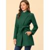 imageAllegra K Womens Classic Stand Collar Outwear Overcoat Long Sleeve Winter Belted Pea CoatGreen