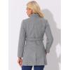 imageAllegra K Womens Classic Stand Collar Outwear Overcoat Long Sleeve Winter Belted Pea CoatGrey