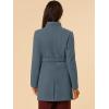 imageAllegra K Womens Classic Stand Collar Outwear Overcoat Long Sleeve Winter Belted Pea CoatGrey Blue