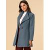 imageAllegra K Womens Classic Stand Collar Outwear Overcoat Long Sleeve Winter Belted Pea CoatGrey Blue