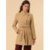 imageAllegra K Womens Classic Stand Collar Outwear Overcoat Long Sleeve Winter Belted Pea CoatKhaki