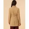 imageAllegra K Womens Classic Stand Collar Outwear Overcoat Long Sleeve Winter Belted Pea CoatKhaki
