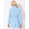 imageAllegra K Womens Classic Stand Collar Outwear Overcoat Long Sleeve Winter Belted Pea CoatLight Blue