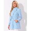 imageAllegra K Womens Classic Stand Collar Outwear Overcoat Long Sleeve Winter Belted Pea CoatLight Blue