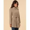 imageAllegra K Womens Classic Stand Collar Outwear Overcoat Long Sleeve Winter Belted Pea CoatLight Brown