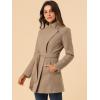 imageAllegra K Womens Classic Stand Collar Outwear Overcoat Long Sleeve Winter Belted Pea CoatLight Brown
